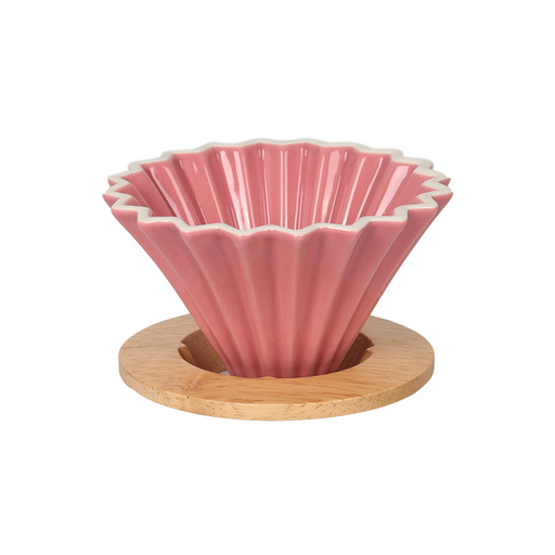 Brewing Ceramic Dripper Pink with Bamboo Stand 02