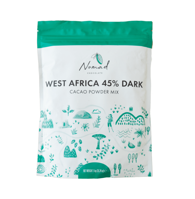 Nomad Chocolate West Africa 45% Dark Cacao Powder Mix 200g