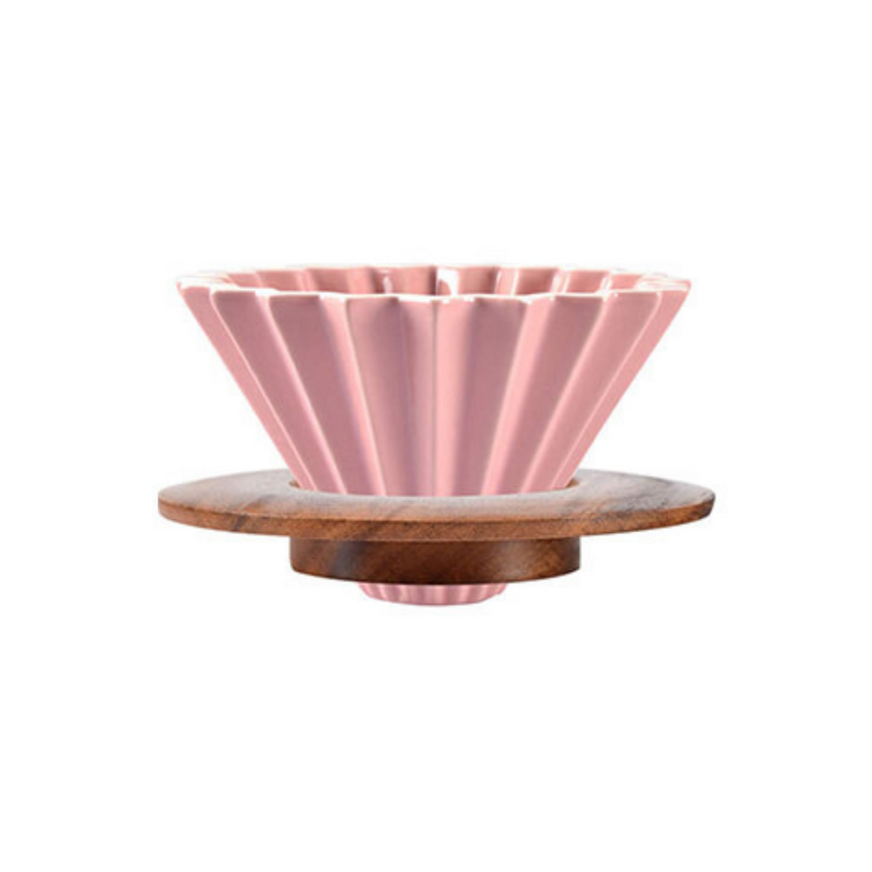 Brewing Ceramic Dripper Pink with Bamboo Stand 02
