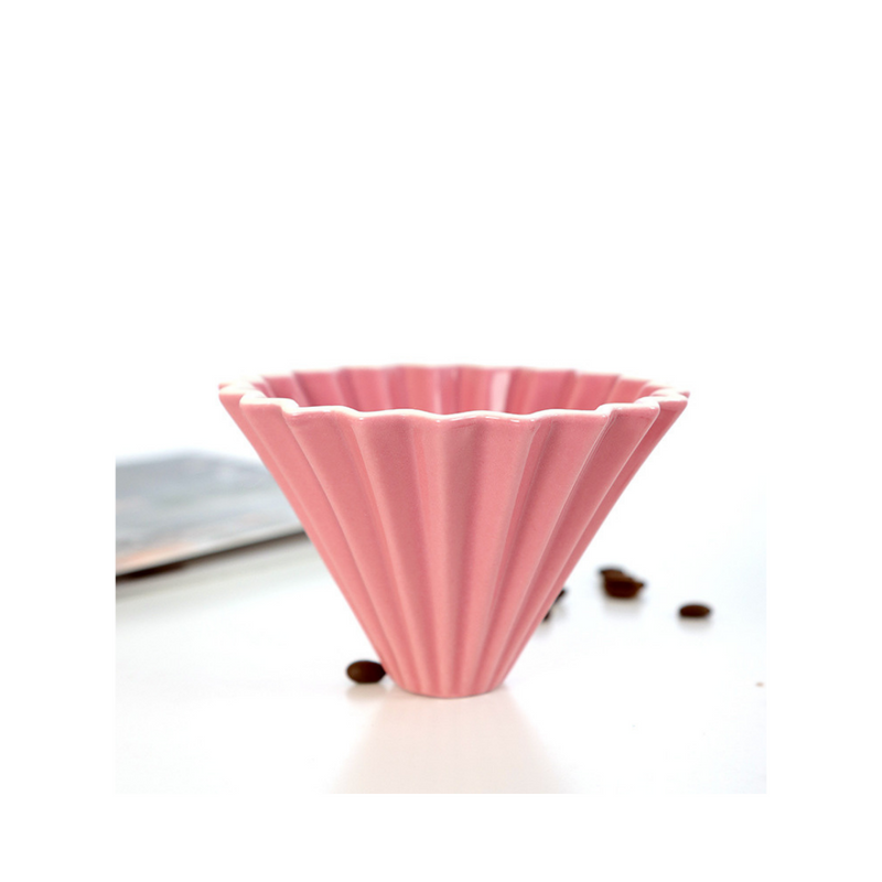 Brewing Ceramic Dripper Pink with Bamboo Stand 01