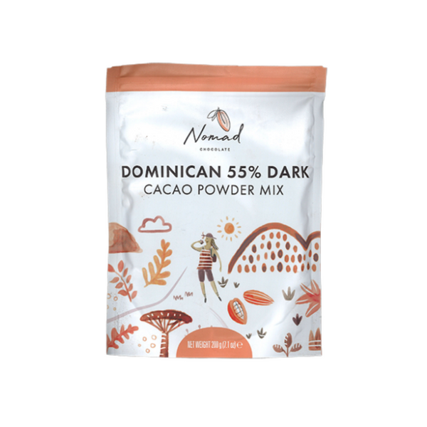 Nomad Chocolate Dominican 55% Dark Cacao Powder Mix 200g