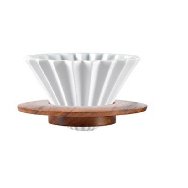 Brewing Ceramic Dripper White with Bamboo Stand 02