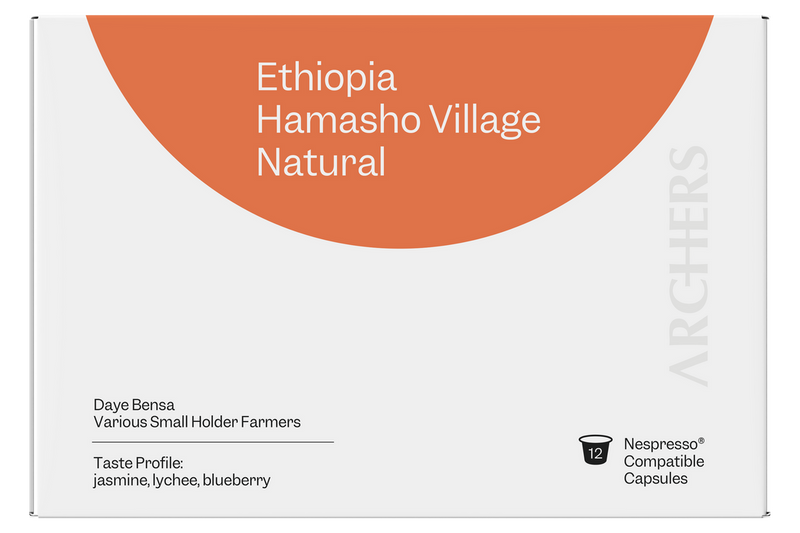 Coffee Capsules Archers Ethiopia - Hamasho Village Natural - Coffee Capsule Box of 12